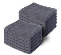 Makooz 10 Pc Face Flannels Pack - 500 GSM 100% Cotton Towel Set - Quick Dry and Absorbent Wash Cloth - Easy Drying Kitchen and Bath Flannel for Home Spa & Professional Use (Charcoal 30x30CM)