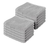 Makooz 10 Pc Face Flannels Pack - 500 GSM 100% Egyptian Cotton Towel Set - Quick Dry and Absorbent Wash Cloth - Easy Drying Kitchen and Bath Flannel for Home Spa and Professional Use (Grey 30x30CM)