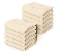 Makooz 10 Pc Face Flannels Pack - 500 GSM 100% Egyptian Cotton Towel Set - Quick Dry and Absorbent Wash Cloth - Easy Drying Kitchen and Bath Flannel for Home Spa and Professional Use (Cream 30x30 CM)