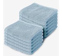 Makooz 10 Pc Face Flannels Pack - 500 GSM 100% Egyptian Cotton Towel Set - Quick Dry and Absorbent Wash Cloth - Easy Drying Kitchen and Bath Flannel for Home Spa & Professional Use (Skyblue 30x30 CM)