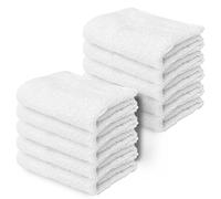 Makooz 10 Pc Face Flannels Pack - 500 GSM 100% Egyptian Cotton Towel Set - Quick Dry and Absorbent Wash Cloth - Easy Drying Kitchen and Bath Flannel for Home Spa and Professional Use (White 30x30 CM)