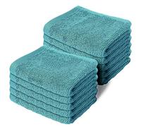 Makooz 10 Pc Face Flannels Pack - 500 GSM 100% Egyptian Cotton Towel Set - Quick Dry and Absorbent Wash Cloth - Easy Drying Kitchen and Bath Flannel for Home Spa & Professional Use -Kingfisher 30X30CM