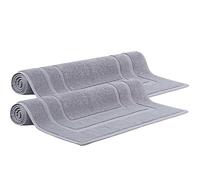 Makooz 2 Cotton Banded Bath Mats - Not Bathroom Rug - 50x70 CM 100% Ring Spun Cotton - Machine Washable, Ultra Soft, Water Absorbent, Quick Drying Plush Shower Bathroom Foot Towel - Grey