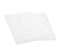 Makooz 2 Cotton Banded Bath Mats - Not Bathroom Rug - 50x70 CM 100% Ring Spun Cotton - Machine Washable, Ultra Soft, Water Absorbent, Quick Drying Plush Shower Bathroom Foot Towel - White