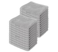 Makooz 20 Pc Face Flannels Pack - 500 GSM Cotton Towel Set - Quick Dry, Absorbent, Breathable Easy Care Wash Cloths for Home, Bath, Kitchen, Spa & Professional Use - Bulk Pack (Grey, 30x30 cm)