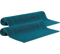 Makooz Cotton Banded Bath Mats Pack of 2 - Not Bathroom Rug - 50x70 CM 100% Ring Spun Cotton - Machine Washable, Ultra Soft, Water Absorbent, Quick Drying Plush Shower Bathroom Foot Towel -Bluelagoon