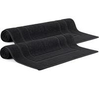Makooz Cotton Banded Bath Mats Pack of 2 - Not Bathroom Rug - 50x70 CM 100% Ring Spun Cotton - Machine Washable, Ultra Soft, Water Absorbent, Quick Drying Plush Shower Bathroom Foot Towel - Black