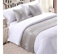 Makooz Diamante Sparkle Quilted Velvet Bed Runner King Size for 1.5m Bed 1pc - Matching Cushion Cover Sold Separately - Hotel Grade Soft Scarf for Bedroom & Guesthouse Bedding - 63x265cm Silver Grey