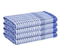 Makooz Kitchen Tea Towels Pack of 4-100% Cotton Terry Towelling - 85g Large 70x45cm - Absorbent, Soft, Quick Drying, Lint Free Commercial Grade Long Lasting Dish Cloths Set for Bar & Catering - Blue