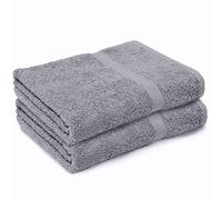Makooz Large Bath Towels Set - 2 Pc Pack - Premium Style 100% Egyptian Cotton 500 GSM - Highly Absorbent - Quick Dry - Super Soft Feel Bathroom Linen for Home, Hotel, Spa and Daily Use (Grey 70x120CM)