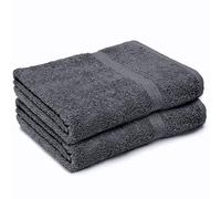 Makooz Large Bath Towels Set - 2 Pc Pack - Premium Style 100% Egyptian Cotton 500 GSM Highly Absorbent, Quick Dry, Super Soft Feel Bathroom Linen for Home, Hotel, Spa & Daily Use - Charcoal 70x120CM