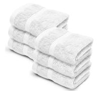 Makooz Luxurious Bamboo Face Flannels Pack of 6-700 GSM Thick Bamboo Face Cloth Towel Set - Silky Soft, Absorbent, Quick Dry Wash Cloth - Bath Flannel for Bathroom, Home, Hotel & Spa - 33X33CM White