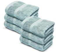 Makooz Luxurious Bamboo Face Flannels Pack of 6-700 GSM Thick Bamboo Face Cloth Towel Set- Silky Soft, Absorbent, Quick Dry Wash Cloth-Bath Flannel for Bathroom, Home, Hotel & Spa-33X33CM DuckEgg Blue