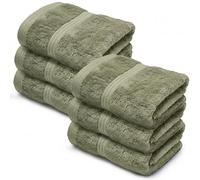 Makooz Luxurious Bamboo Face Flannels Pack of 6-700 GSM Thick Bamboo Face Cloth Towel Set- Silky Soft, Absorbent, Quick Dry Wash Cloth- Bath Flannel for Bathroom, Home, Hotel & Spa- 33X33CM Sage Green