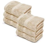Makooz Luxurious Bamboo Face Flannels Pack of 6-700 GSM Thick Bamboo Face Cloth Towel Set - Silky Soft, Absorbent, Quick Dry Wash Cloth - Bath Flannel for Bathroom, Home, Hotel & Spa - 33X33CM Cream