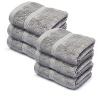 Makooz Luxurious Bamboo Face Flannels Pack of 6-700 GSM Thick Bamboo Face Cloth Towel Set - Silky Soft, Absorbent, Quick Dry Wash Cloth - Bath Flannel for Bathroom, Home, Hotel & Spa - 33X33CM Grey