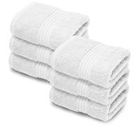 Makooz Premium 6 Face Flannels Pack - 700 GSM Ring Spun 100% Egyptian Cotton Towel Set - Super Soft, Absorbent, Quick Dry Wash Cloth -Luxurious Plush Bath Flannel for Home, Hotel & Spa -White 33x33CM