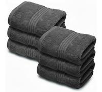 Makooz Premium 6 Face Flannels Pack - 700 GSM Ring Spun Egyptian Cotton Towel Set - Super Soft, Absorbent, Quick Dry Wash Cloth -Luxurious Plush Bath Flannel for Home, Hotel & Spa - Charcoal 33x33CM