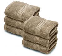 Makooz Premium 6 Face Flannels Pack - 700 GSM Ring Spun Egyptian Cotton Towel Set - Super Soft, Absorbent, Quick Dry Wash Cloth - Luxurious Plush Bath Flannel for Home, Hotel & Spa - Latte 33x33CM