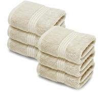 Makooz Premium 6 Face Flannels Pack - 700 GSM Ring Spun Egyptian Cotton Towel Set - Super Soft, Absorbent, Quick Dry Wash Cloth - Luxurious Plush Bath Flannel for Home, Hotel & Spa - 33x33CM Cream