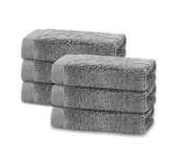 Makooz Premium 6 Face Flannels Pack - 700 GSM Zero Twist 100% Egyptian Cotton Towel Set - Super Soft, Absorbent, Quick Dry Wash Cloth -Luxurious Plush Bath Flannel for Home, Hotel & Spa - Grey 33x33CM