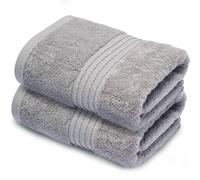 Makooz Premium 700 GSM Hand Towels for Bathroom 2 Pack - 100% Natural Ring-Spun Egyptian Cotton - Luxurious Ultra Soft, Quick Dry, Absorbent Plush Bath Guest Towel Set for Home Hotel Spa -Grey 50x85CM