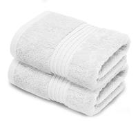Makooz Premium 700 GSM Hand Towels for Bathroom 2 Pack - 100% Natural Ring-Spun Egyptian Cotton - Luxurious Ultra Soft, Quick Dry, Absorbent, Plush Bath Guest Towel Set, Home Hotel Spa - White 50x85CM