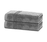 Makooz Premium 700 GSM Hand Towels for Bathroom 2 Pack - 100% Natural Zero Twist Egyptian Cotton- Luxurious Ultra Soft, Quick Dry, Absorbent Plush Bath Guest Towel Set for Home Hotel Spa- Grey 50x85CM