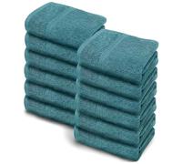 Makooz Premium Face Flannels Pack of 12-500 GSM Egyptian Cotton Towel Set - Quick Dry Absorbent Wash Cloth - Easy Drying Kitchen and Bath Flannel for Home, Spa & Professional Use -30x30CM Kingfisher