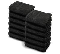 Makooz Premium Face Flannels Pack of 12-500GSM 100% Egyptian Cotton Towel Set - Quick Dry Absorbent Wash Cloth - Easy Drying Kitchen and Bath Flannel for Home Spa & Professional Use - 30x30CM Black
