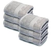 Makooz Premium Face Flannels Pack of 6-700 GSM Ring Spun Egyptian Cotton Towel Set - Super Soft, Absorbent, Quick Dry Wash Cloth - Luxurious Plush Bath Flannel for Home, Hotel & Spa - 33x33CM Grey