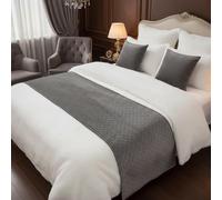 Makooz Quilted Velvet Bed Runner for 1.35m Double Bed 1Pc - Matching Cushion Covers Sold Separately - Hotel Grade No Fading Soft Bed Scarf - Bedroom Guesthouse Bedding Protection - 63x225cm Grey