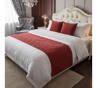 Makooz Quilted Velvet Bed Runner King Size 63x265cm for 1.5m Bed 1pc - Hotel Grade no Fading Soft Bedding Scarf - Bedroom Guesthouse Bedding Protection - Matching Cushion Covers Sold Separately-Maroon