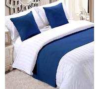 Makooz Solid Velvet Bed Runner King Size for 1.5m Bed - Matching Cushion Covers Sold Separately - Hotel Grade No Fading Soft Luxury Scarf - Bedroom Guesthouse Bedding Protection - 63x265cm Dark Blue