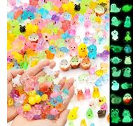 Makorobi 119PCS Mini Luminous Resin Animals, 18 Styles Tiny Resin Miniature Mini Little Small Plastic Animals Figures Glow in the Dark for Micro Landscape Fairy Garden Aquarium Dollhouse Decor