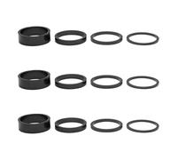 Makoto Nobu 12 Pcs Headset Spacers for Bikes - 28.8 mm Diameter Aluminium Alloy Bike Stem Spacers Set, 2mm, 3mm, 5mm, 10mm, Black, for MTB, BMX, Road, and Mountain Bike Handlebars
