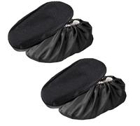 Makoto Nobu 2 Pairs Reusable Shoe Covers, Non-Slip Washable Overshoes,Black Waterproof Oxford Cloth Shoe Covers,Dustproof Overshoes for Household