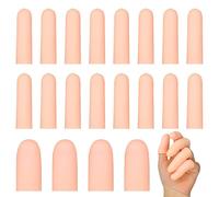 Makoto Nobu 20 Pcs Silicone Finger Protectors, Gel Finger Cots, Skin Color Fingertip Bandages for Dry Skin, Rubber Fingers Covers for Fingers Cracking, Wound, Hand Eczema and More