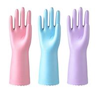 Makoto Nobu 3 Pairs Cleaning Gloves, Cleaning Glove with Cotton Lining, Reusable Washing up Gloves Latex Free, Non-Slip and Waterproof, for Kitchen,Laundry, Gardening (Medium)