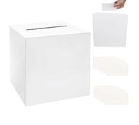 Makoto Nobu Wedding Card Box with 10 Cards, 22cm Classic White Cardboard Post Box, Cardboard Ballot Suggestion Case, for Party, Graduation, Raffle, Vote Fundraising