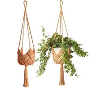 Makramee Pflanzenhänger - Makramee Blumenampel Pflanzenhanger - 2-Set Makramees-Pflanzenhänger - Trendiger Hängekorb Aus Geflochtenem Seil Für Blumentöpfe, Dekorativer Boho-Hängekorb Für Fenster