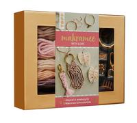 Makramee-Schmuckset „With Love“ (Rosé/Natur): Anleitung und Material für 5 Makramee Schmuckstücke. Mit Makramee-Drahtbürste und Knüpfboard.