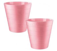 MAKREL 6 Litre Round Plastic Rubbish Bin for Bedrooms, Bathrooms, Kitchens, Home Offices, Dorm Rooms and More. Lightweight Circular Waste Basket Trash Can. (Pink, 2)