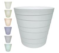 MAKREL® Pastel Colours Plastic Waste Paper Basket Bin Modern Step Design Trash Can for Kitchen, Bathroom, Office (Light Grey, 10 Litre)
