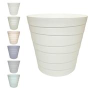 MAKREL® Pastel Colours Plastic Waste Paper Basket Bin Modern Step Design Trash Can for Kitchen, Bathroom, Office (White, 7 Litre)