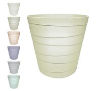 MAKREL® Pastel Colours Plastic Waste Paper Basket Bin Modern Step Design Trash Can for Kitchen, Bathroom, Office (Pale Olive, 7 Litre)