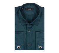 Makrom Green Flora Plain Double Cuff Shirt L/Green Flora / 80% Cotton 20% Polyester