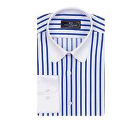 Makrom White Round Collar Pin Shirt (as8, Alpha, 5X_l, Regular, Regular, Blue)
