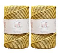 Makromecity 2 Skeins Macrame Yarn 5 mm x 95 m, Premium Polyester Macrame Cord, Polypropylene for Crafts, Wall Hangings, Shoulder Bag, Handbag, Runner, Comforter, Place Mat (Mustard)