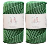 Makromecity, 2 Skeins of Polyester Macrame Cord 3mm x 131 Yards (394 feet) 3mm Polypropylene Benetton Green Macrame Cord Crochet Macrame Bag Cord Crafts for Wall Hangings, Bags, Underplate